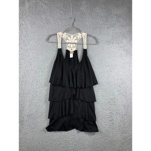 Y2K Ruffle Tiered Tank Top Women 3X Crochet Lace Racerback Retro